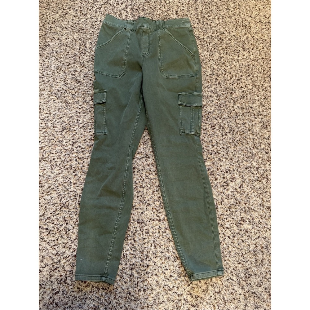 Spanx Women's Geen Denim Cargo Pull on Jeans Size XL Inseam 29" Ligtly Used